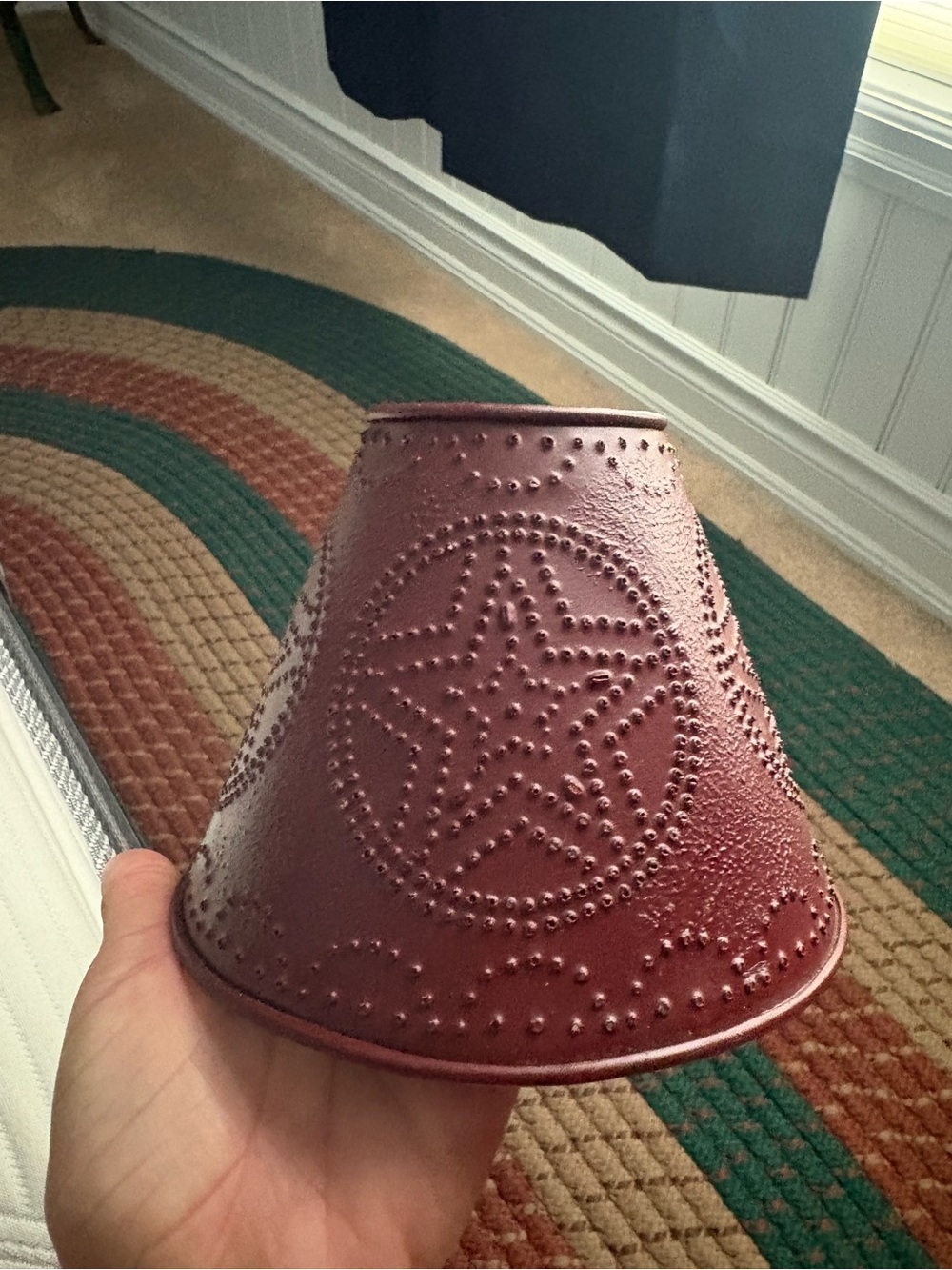 Stamped Metal Star Lamp Shade in Deep Red